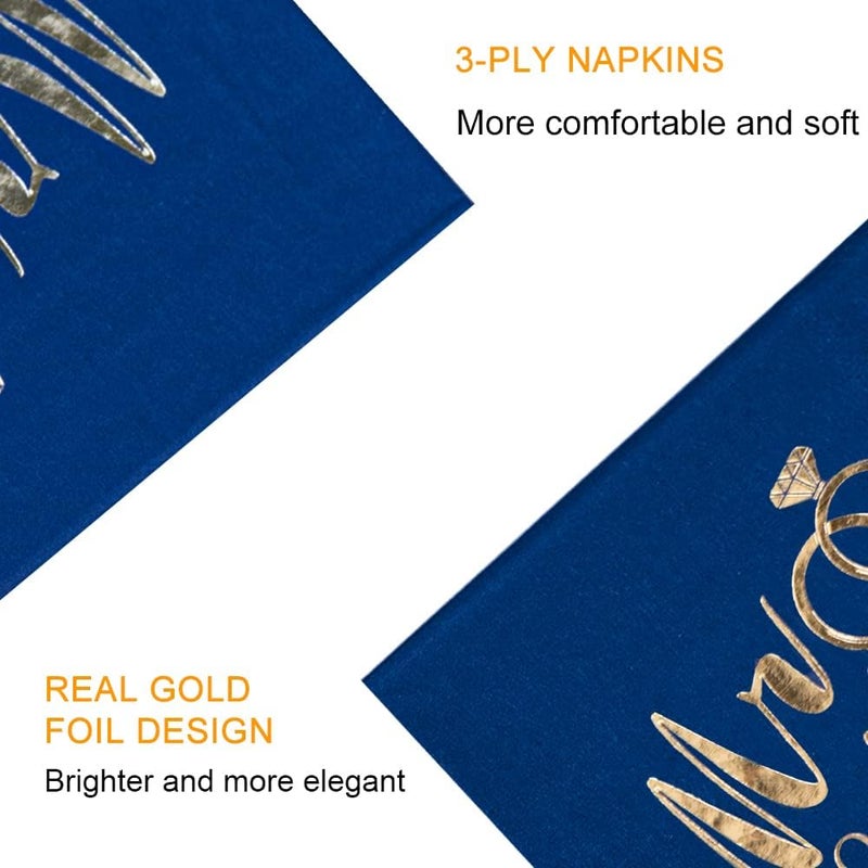 LiveBe 100 Pack of Paper Cocktail Napkins with Gold design，Formal Dinner, Anniversary, Wedding Napkins for Tables, Guestrooms, Restrooms(5 x 5 in，3-ply) (Light blue) - Image 3